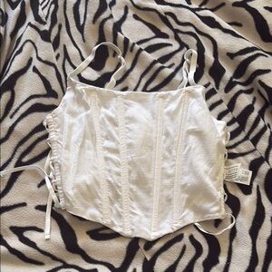 white cropped corset top